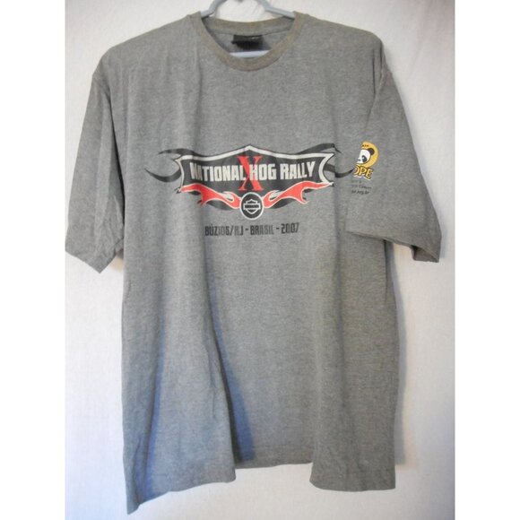 2007 Harley Davidson HOG Brazil Graphic Tee T-Shirt Double side Biker Motorcycle - Picture 1 of 8